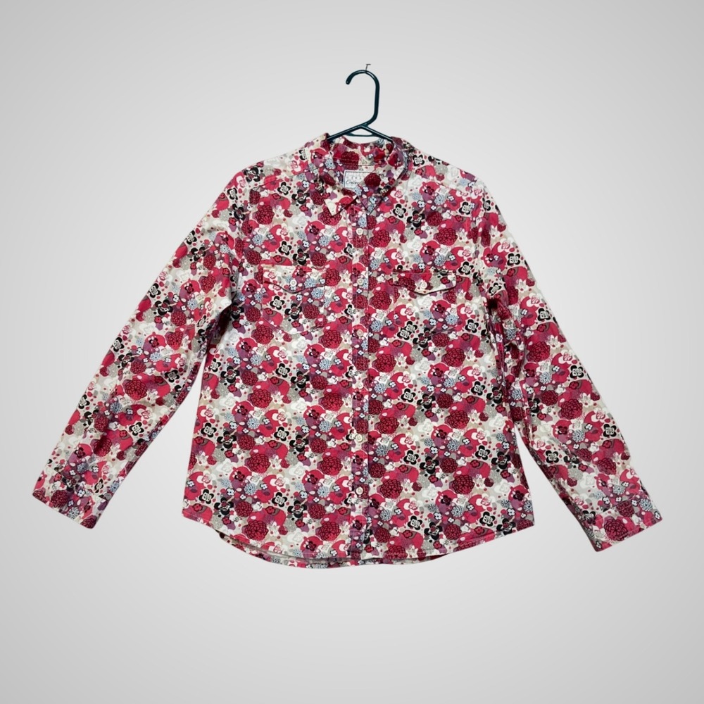 Billabong Garage Collection Shirt Womens L Pink Floral Western Button Up